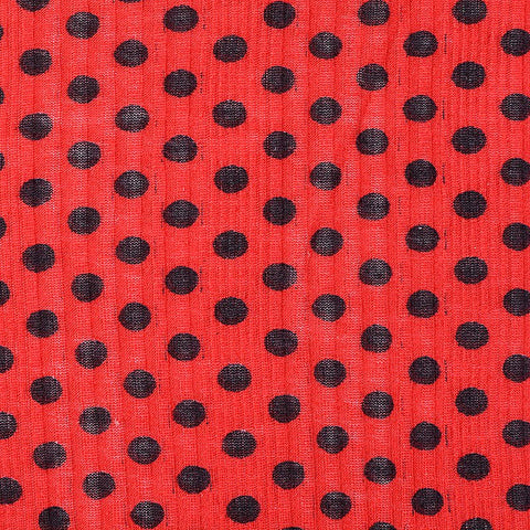 Black Dots Rib Knit, Polyester