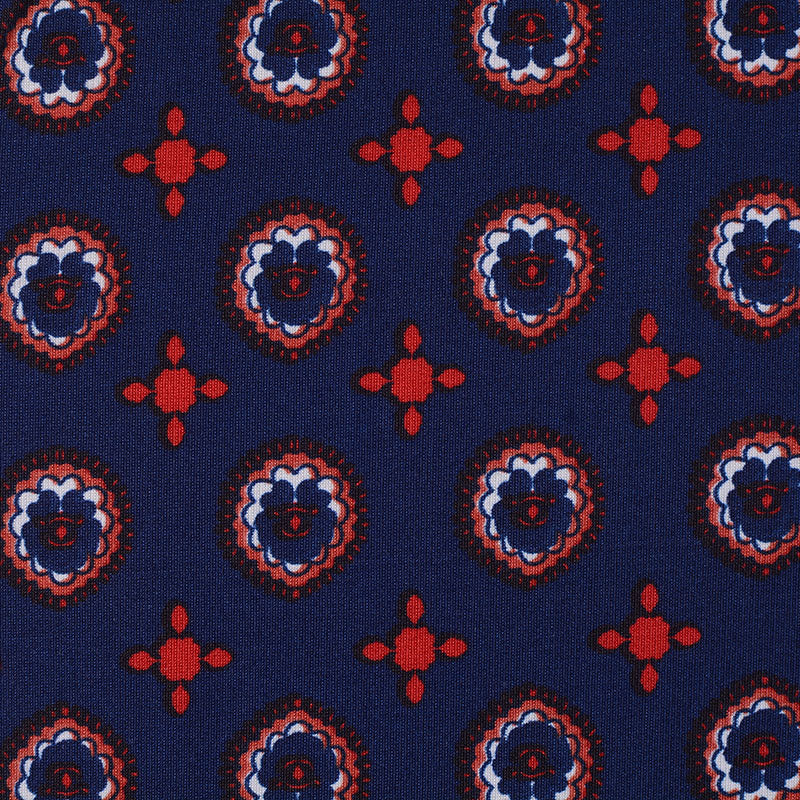 Navy Medallions Knit, Polyester
