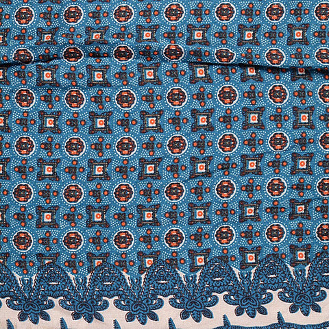 Blue Geometric-Circle Woven, Viscose