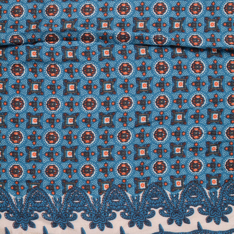 Blue Geometric-Circle Woven, Viscose