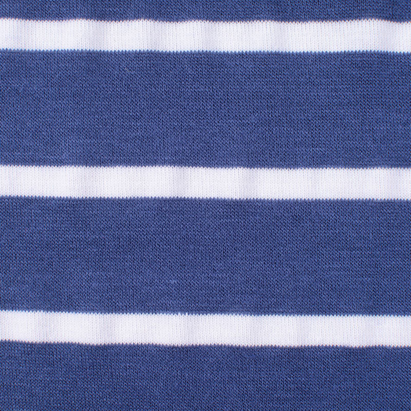 Blue Horizontal-Stripe Chunky Knit, Viscose-Poly, 176 gsm