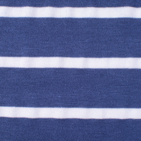 Blue Horizontal-Stripe Chunky Knit, Viscose-Poly, 176 gsm