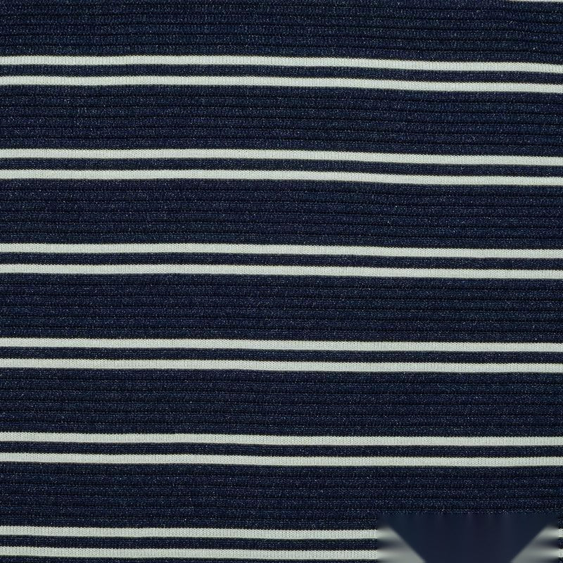 Navy Horizontal-Stripe Knit, Polyester, 198 gsm