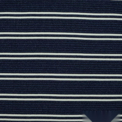 Navy Horizontal-Stripe Knit, Polyester, 198 gsm