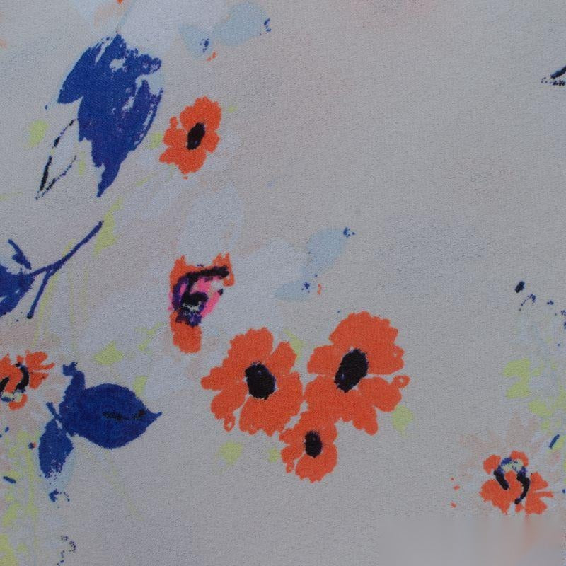 Orange Flowers Linen-Look, Polyester
