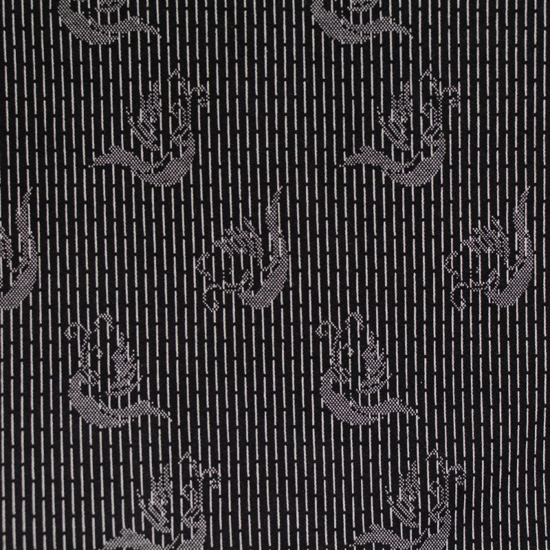 Black Vertical-Stripe Jacquard, Poly-Viscose