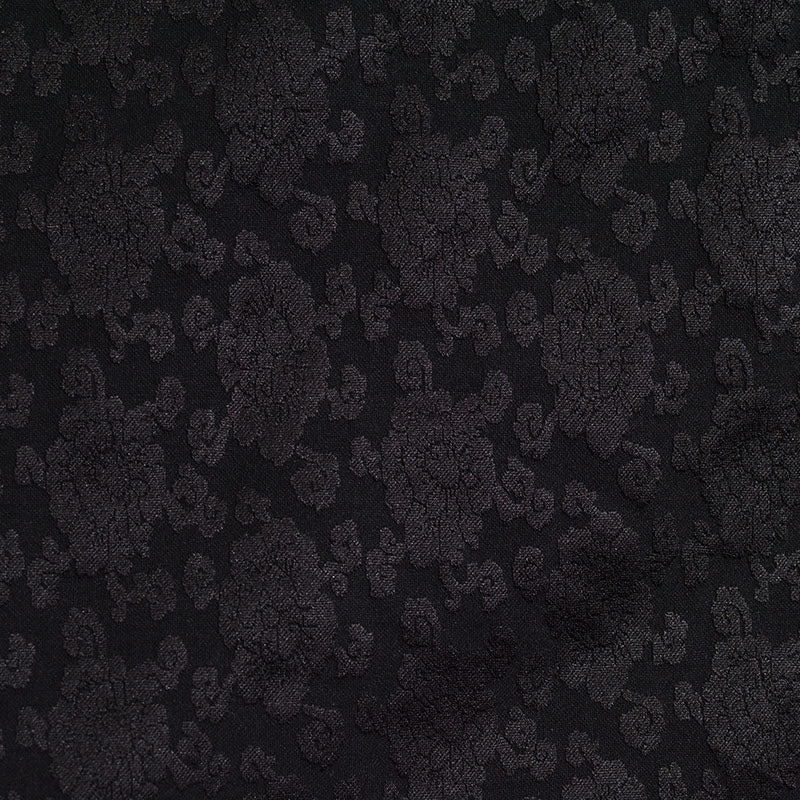Black Tone-on-Tone Floral Jacquard, Poly-Viscose