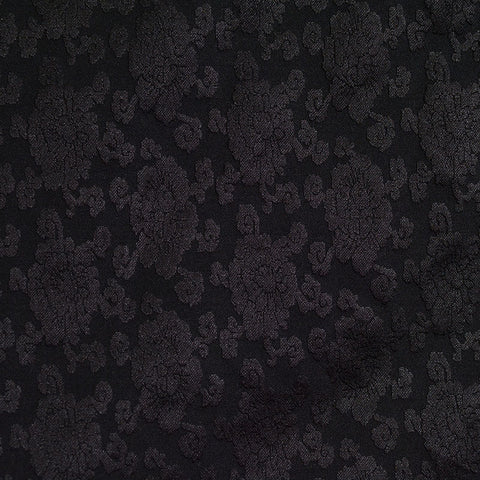 Black Tone-on-Tone Floral Jacquard, Poly-Viscose