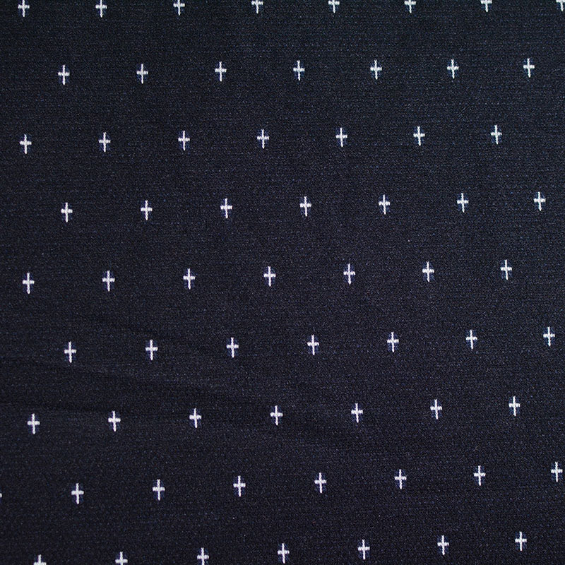 Jacquard Polyester Viscose Stretch Knit Fabric, 150 cm — Black, ref EF-4554