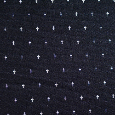 Jacquard Polyester Viscose Stretch Knit Fabric, 150 cm — Black, ref EF-4554