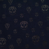 Dark Blue Tone-on-Tone Skull Jacquard, Poly-Viscose