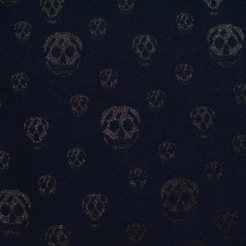 Dark Blue Tone-on-Tone Skull Jacquard, Poly-Viscose