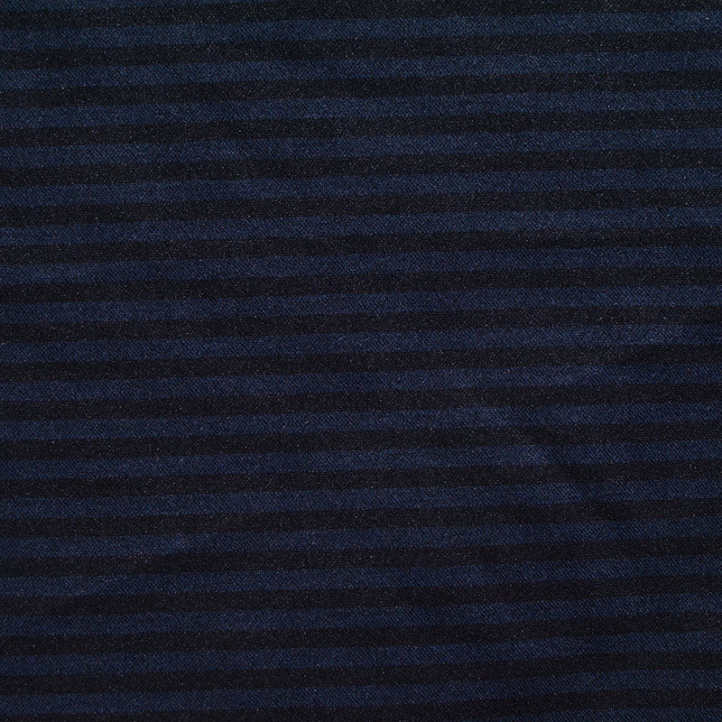 Blue Horizontal-Stripe Jacquard, Poly-Viscose