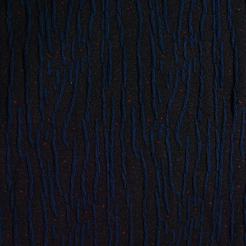 Dark Blue Vertical-Line Jacquard, Poly-Viscose