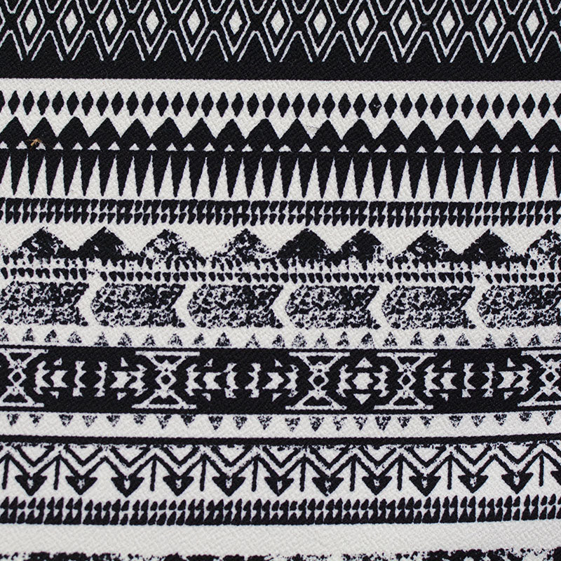 Black Horizontal-Band Knit, Polyester, 220 gsm
