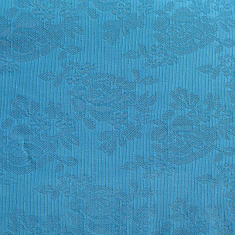 Blue Floral Jacquard, Polyester, 250 gsm, 172 cm