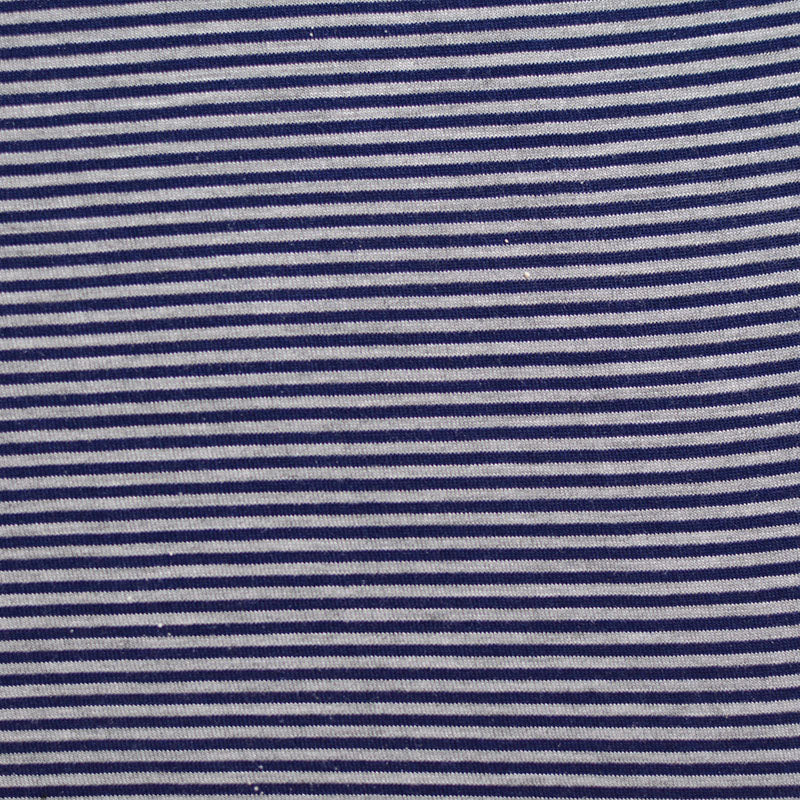 Navy Horizontal-Stripe Knit, Viscose, 220 gsm