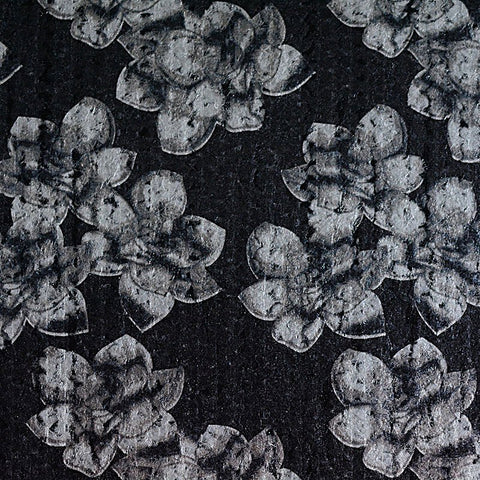 Grey Floral Poplin, Cotton
