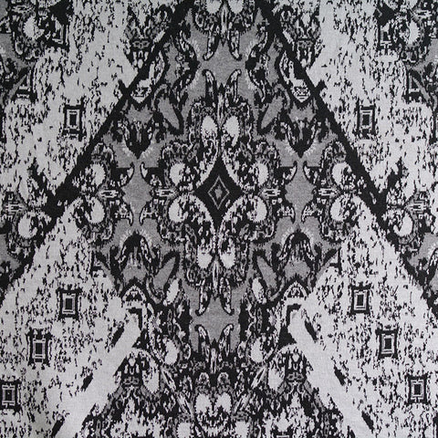 Black Geometric Jacquard, Poly-Viscose, 260 gsm