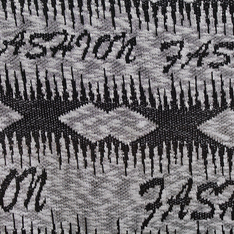 Black Geometric Chunky Knit, Polyester, 220 gsm