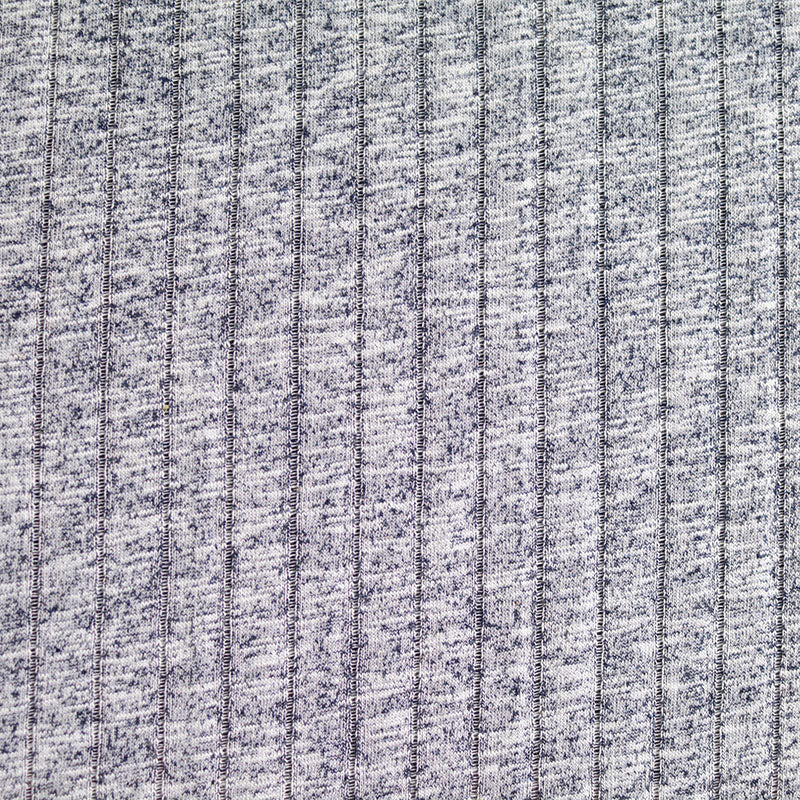 Heathered Grey Marl Rib Knit, Cotton-Poly, 185 gsm