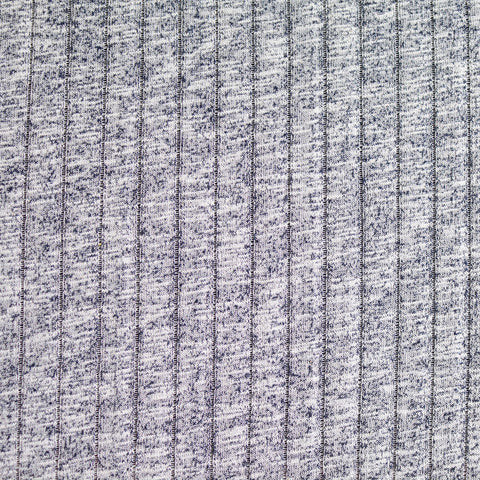 Heathered Grey Marl Rib Knit, Cotton-Poly, 185 gsm