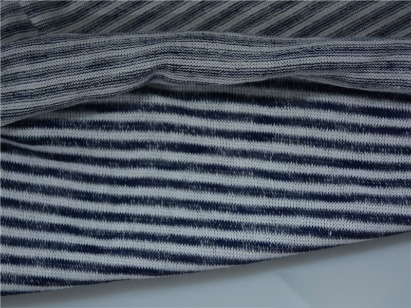 Navy Horizontal-Stripe Chunky Knit, Poly-Viscose, 190 gsm