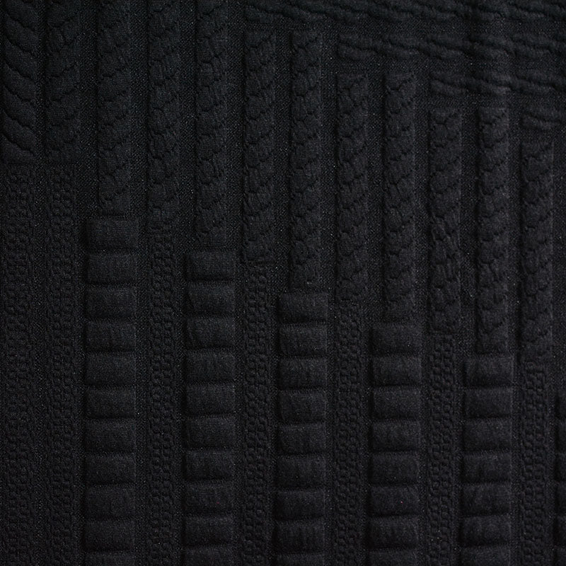 Jacquard Polyester Stretch Knit Fabric, 340 gsm, 160 cm — Black