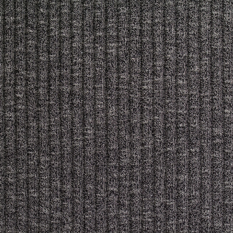 Dark Grey Heathered-Marl Rib Knit, Poly-Viscose, 265 gsm