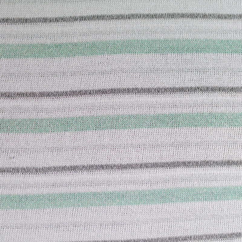 White Horizontal-Stripe Chunky Knit, Poly-Viscose, 146 gsm