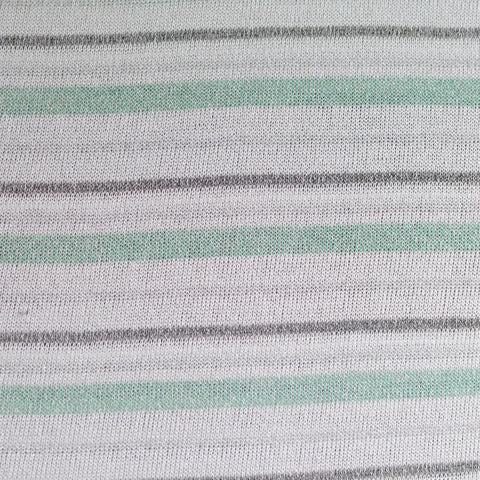 White Horizontal-Stripe Chunky Knit, Poly-Viscose, 146 gsm