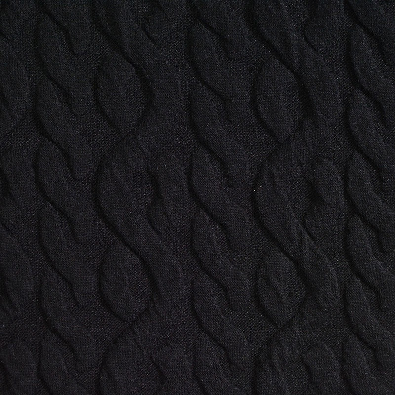 Jacquard Polyester Viscose Stretch Knit Fabric, 350 gsm, 165 cm — Black