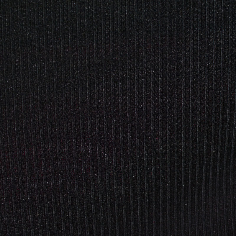 Polyester Viscose Rib Knit Fabric, 130 gsm, 170 cm — Black
