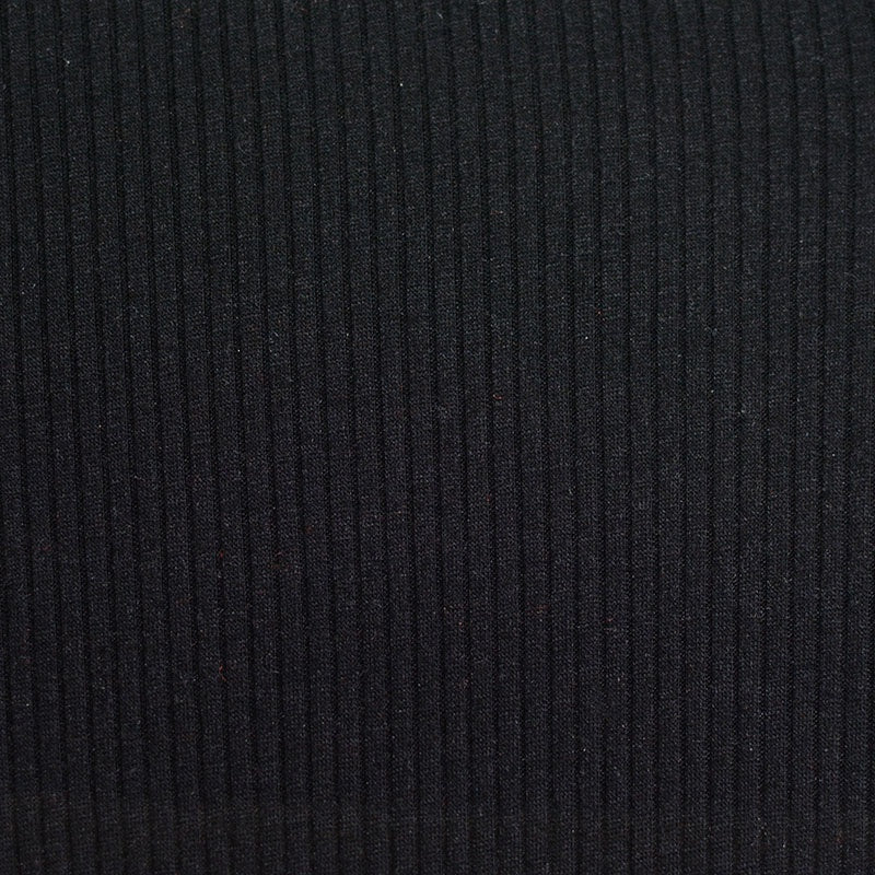 100% Polyester Rib Knit Fabric, 120 gsm, 150 cm — Black