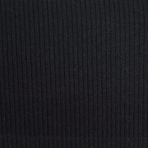 100% Polyester Rib Knit Fabric, 120 gsm, 150 cm — Black