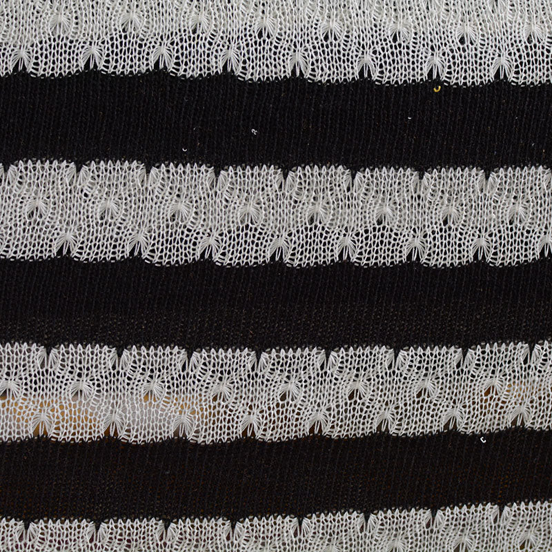 Black Horizontal-Stripe Knit, Poly-Cotton, 260 gsm
