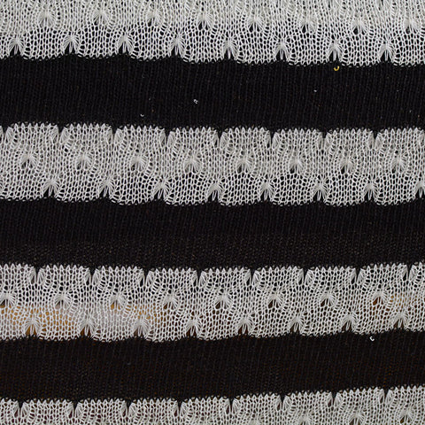 Black Horizontal-Stripe Knit, Poly-Cotton, 260 gsm
