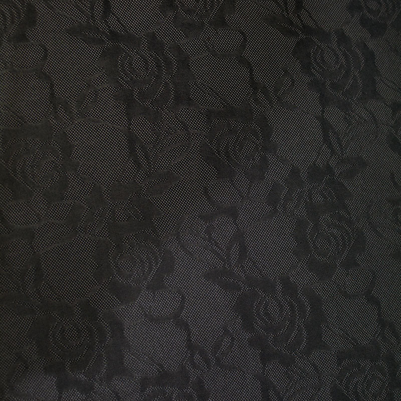 Black Floral Jacquard, Polyester, 130 gsm