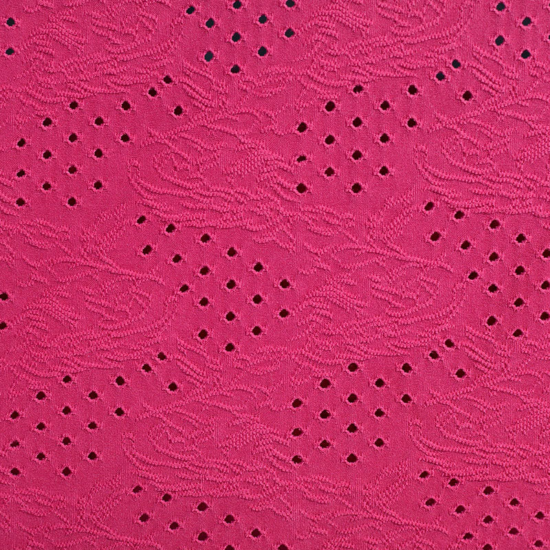 Pink Eyelet Jersey Knit, Polyester