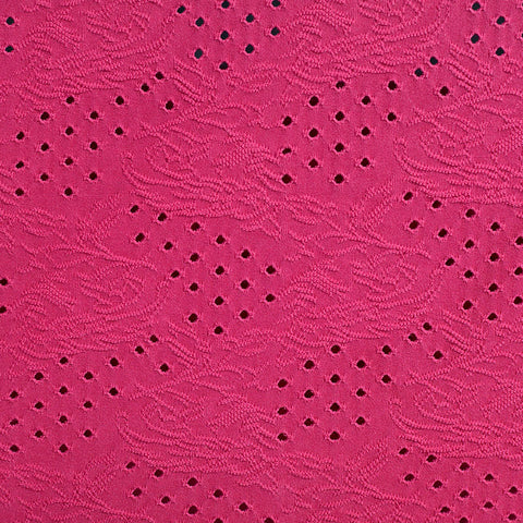 Pink Eyelet Jersey Knit, Polyester