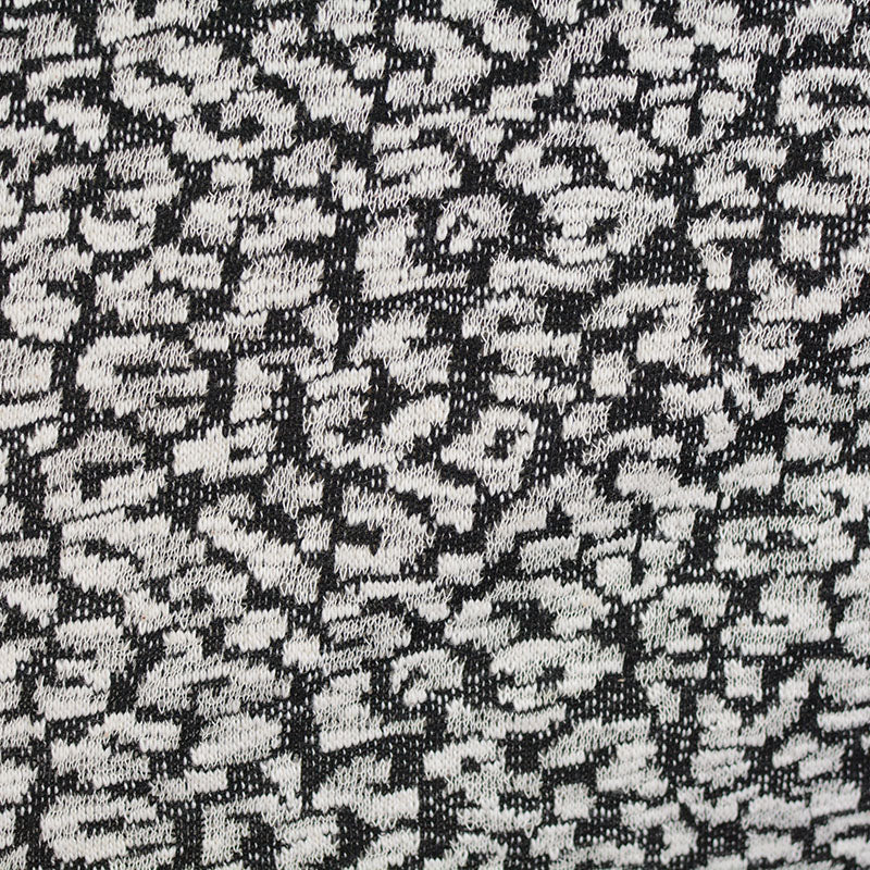 Black Abstract-Animal Print Chunky Knit, Poly-Cotton