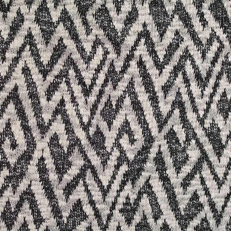 Black Geometric-Zigzag Chunky Knit, Cotton-Poly