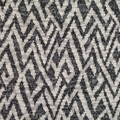Black Geometric-Zigzag Chunky Knit, Cotton-Poly