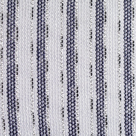 White Vertical-Stripe Chunky Knit, Poly-Metallic