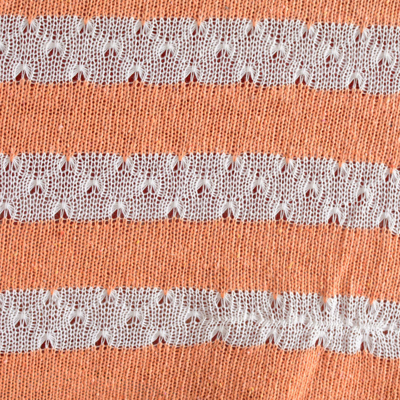 Orange Horizontal-Stripe Knit, Poly-Cotton, 260 gsm