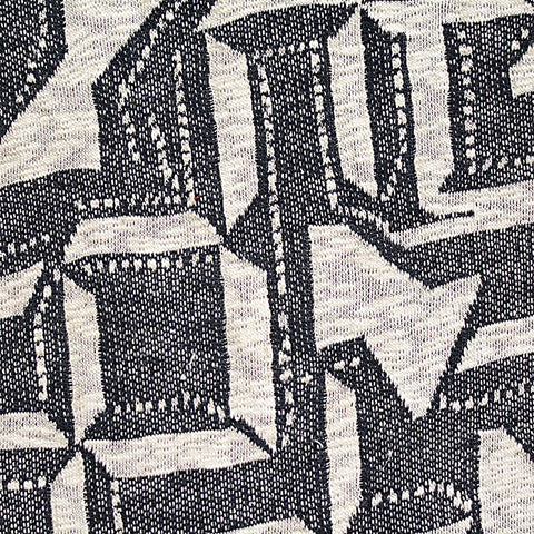 Dark Blue Geometric Chunky Knit, Cotton-Poly, 280 gsm
