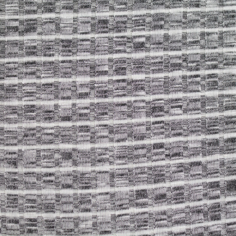 Grey Marled-Check Knit, Viscose-Poly
