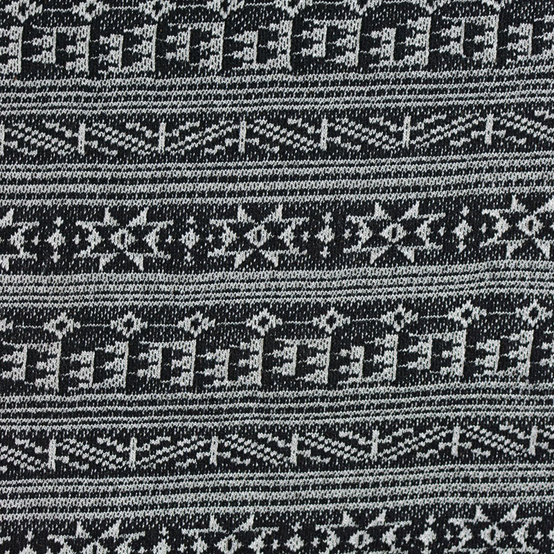 Black Geometric-Star Chunky Knit, Poly-Cotton