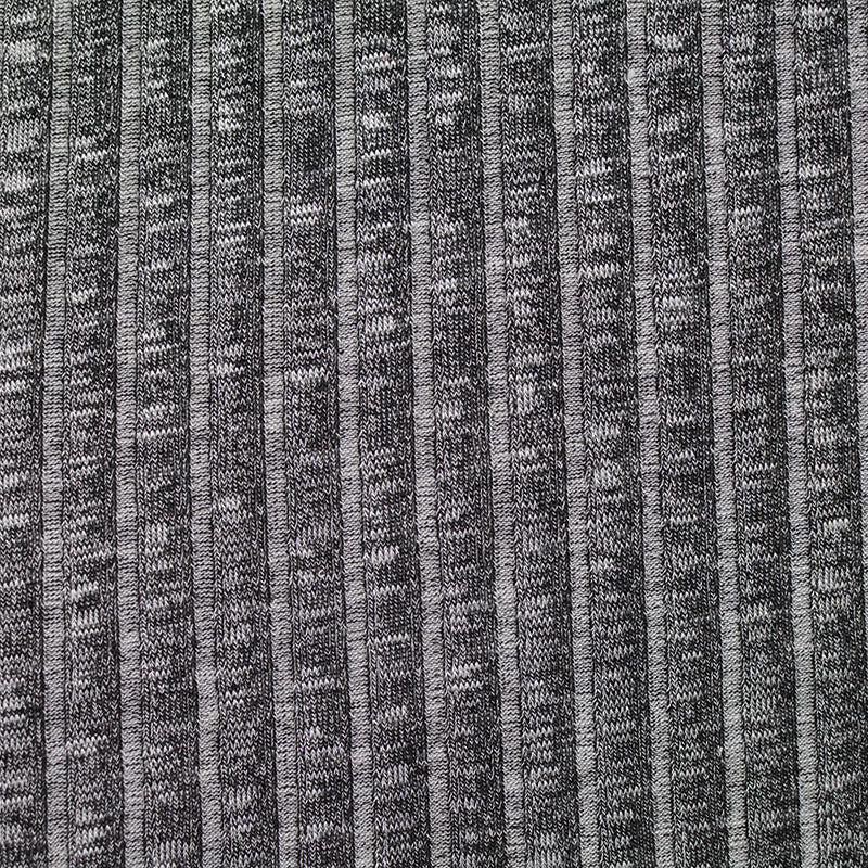Grey Marl Rib Knit, Viscose-Poly, 250 gsm, 150 cm