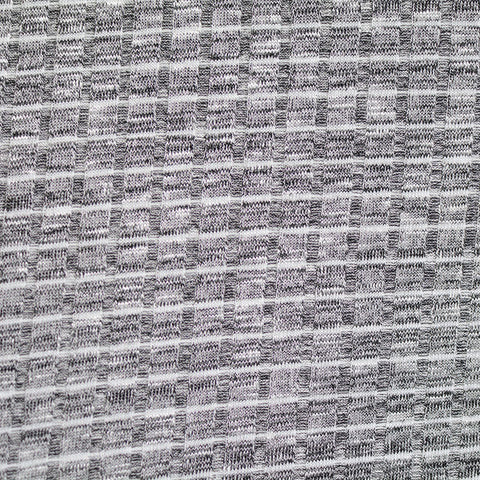 Marled Grey Check Rib Knit, Viscose-Poly